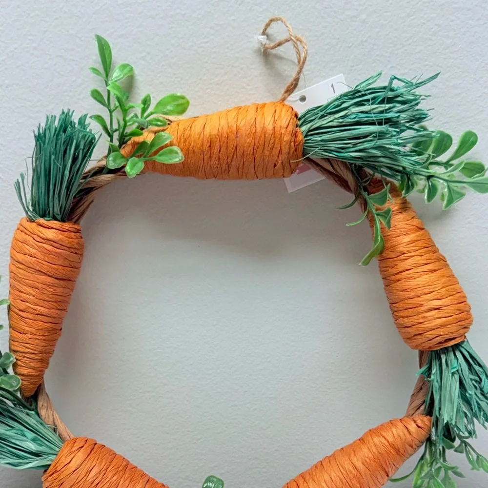 New! Target Bullseye Playground Orange Green Carrot Wreath, 10”, Easter, Spring